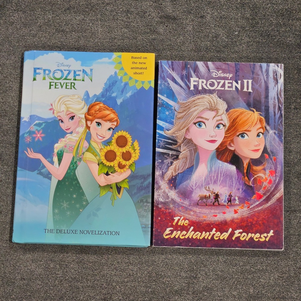 Lot of 2 Disney Frozen Book Frozen Fever Deluxe Novelization & Frozen II Forest